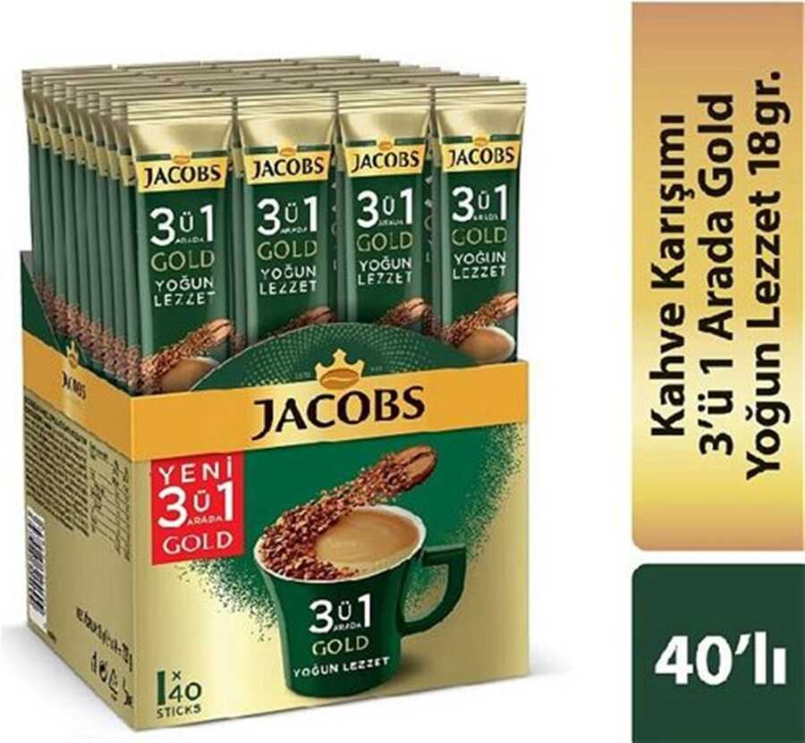 Jacobs 3ü1 Arada Gold Kahve Karışımı Yoğun Lezzet (40' lı) Paket