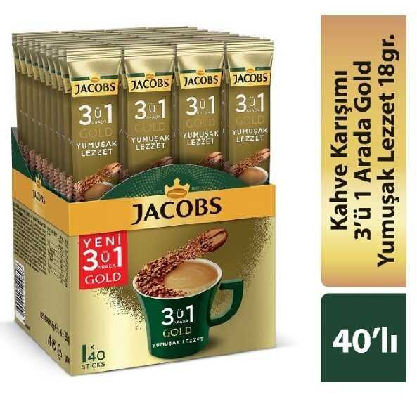Jacobs 3ü1 Arada Gold Kahve Karışımı Yumuşak Lezzet(40' lı)