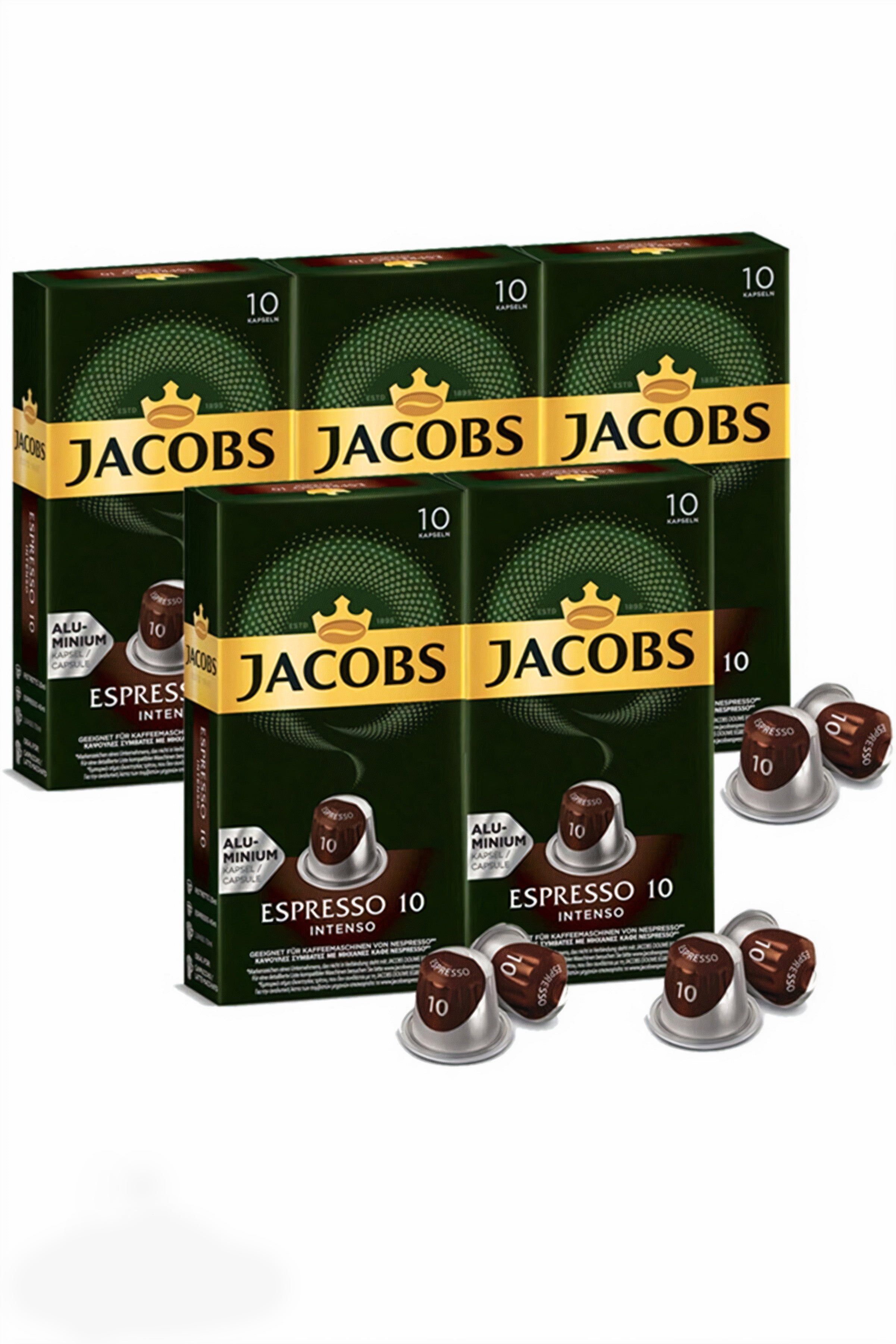 Jacobs Espresso 10 Intenso 10'lu Kapsül Kahve 5 Adet