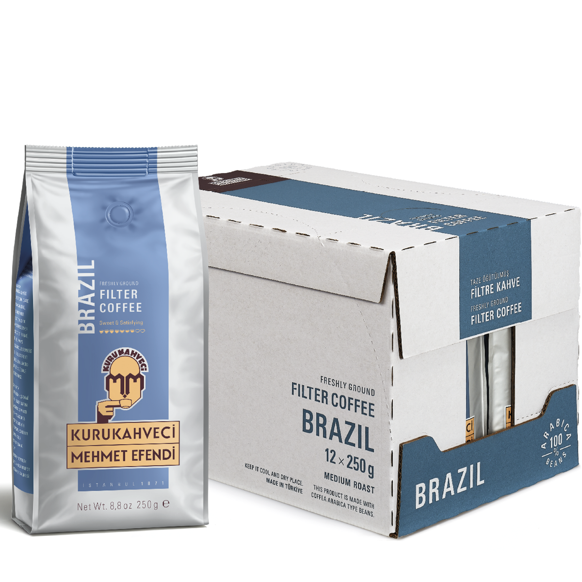 MEHMET EFENDİ BRAZILIAN FİLTRE KAHVE ÖĞÜTÜLMÜŞ 250 GR (12 Adet )